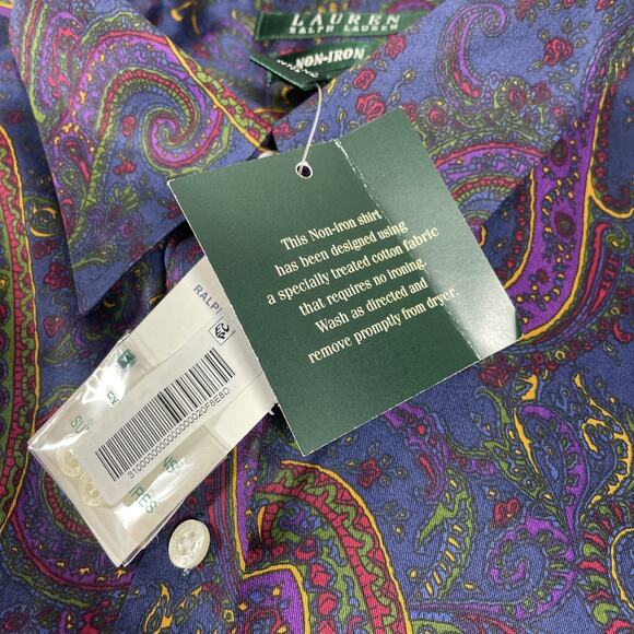 Lauren Ralph Lauren Button Up Blouse Womens Large Paisley Non Iron NWT - Picture 4 of 15